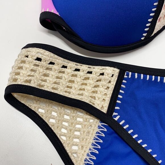 🔥🏖VICTORIA SECRET  swimsuit The Fabulous/The strappy cheeky  blue/purple New - Picture 5 of 7